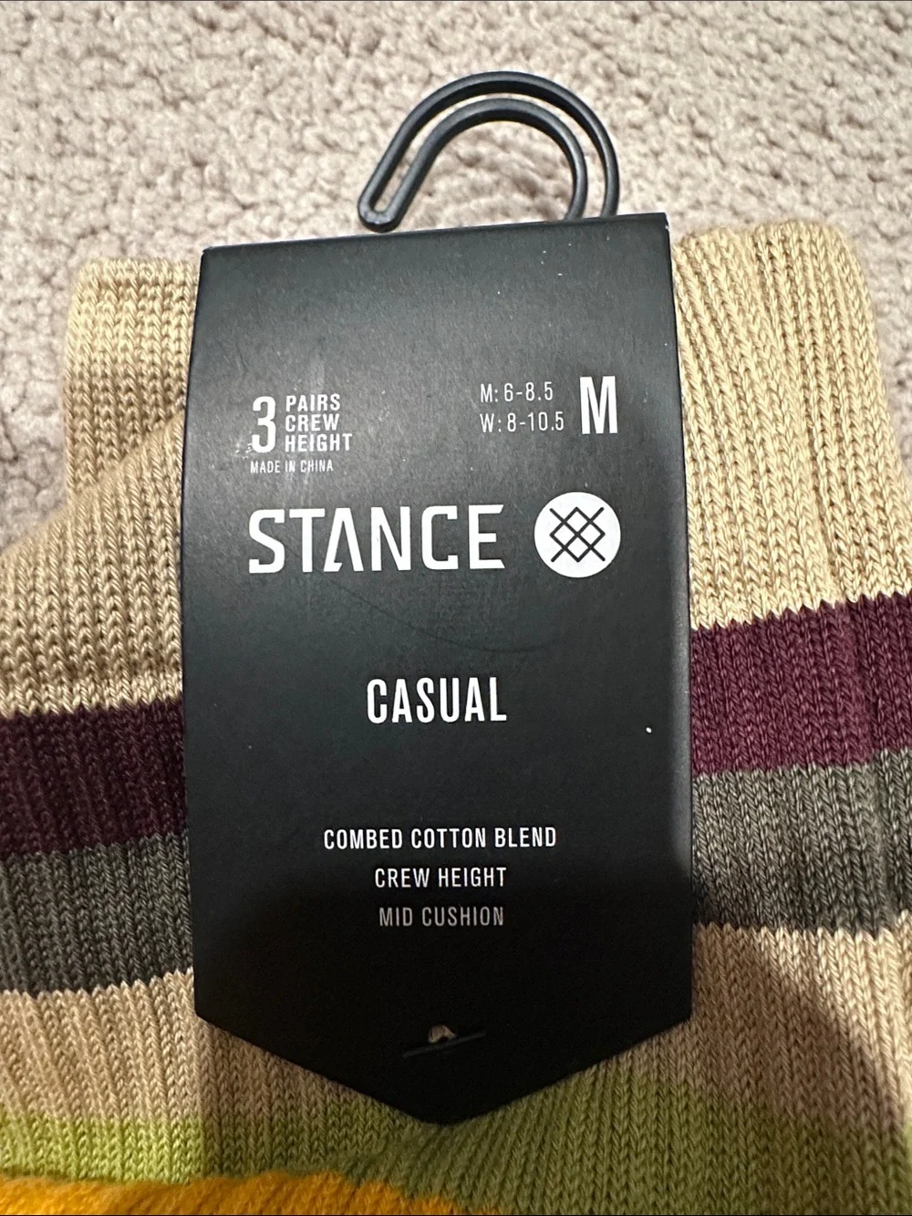 Stance Men's 3-Pack Casual Socks — Olive, Maroon & Lime